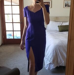 Vintage Liz Claiborne Silk Purple Midi‎ Dress Cross Straps Size 8